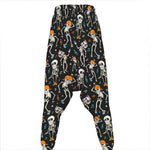 Dancing Skeleton Party Pattern Print Hammer Pants
