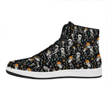 Dancing Skeleton Party Pattern Print High Top Leather Sneakers