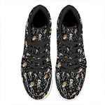 Dancing Skeleton Party Pattern Print High Top Leather Sneakers