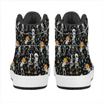 Dancing Skeleton Party Pattern Print High Top Leather Sneakers