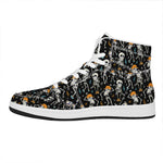 Dancing Skeleton Party Pattern Print High Top Leather Sneakers