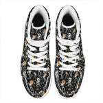 Dancing Skeleton Party Pattern Print High Top Leather Sneakers