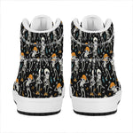 Dancing Skeleton Party Pattern Print High Top Leather Sneakers