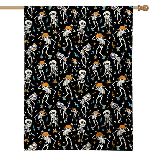 Dancing Skeleton Party Pattern Print House Flag