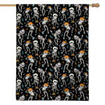 Dancing Skeleton Party Pattern Print House Flag