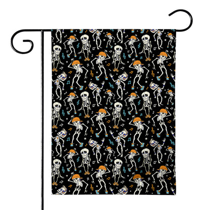Dancing Skeleton Party Pattern Print House Flag