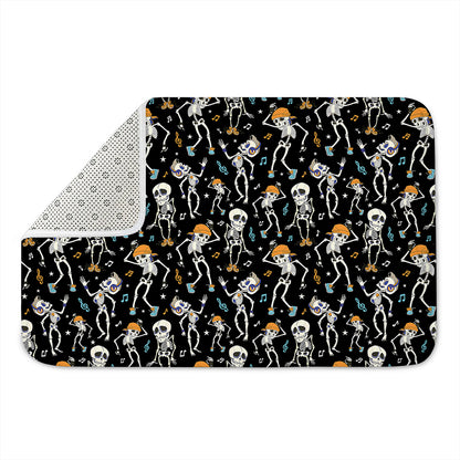 Dancing Skeleton Party Pattern Print Indoor Door Mat