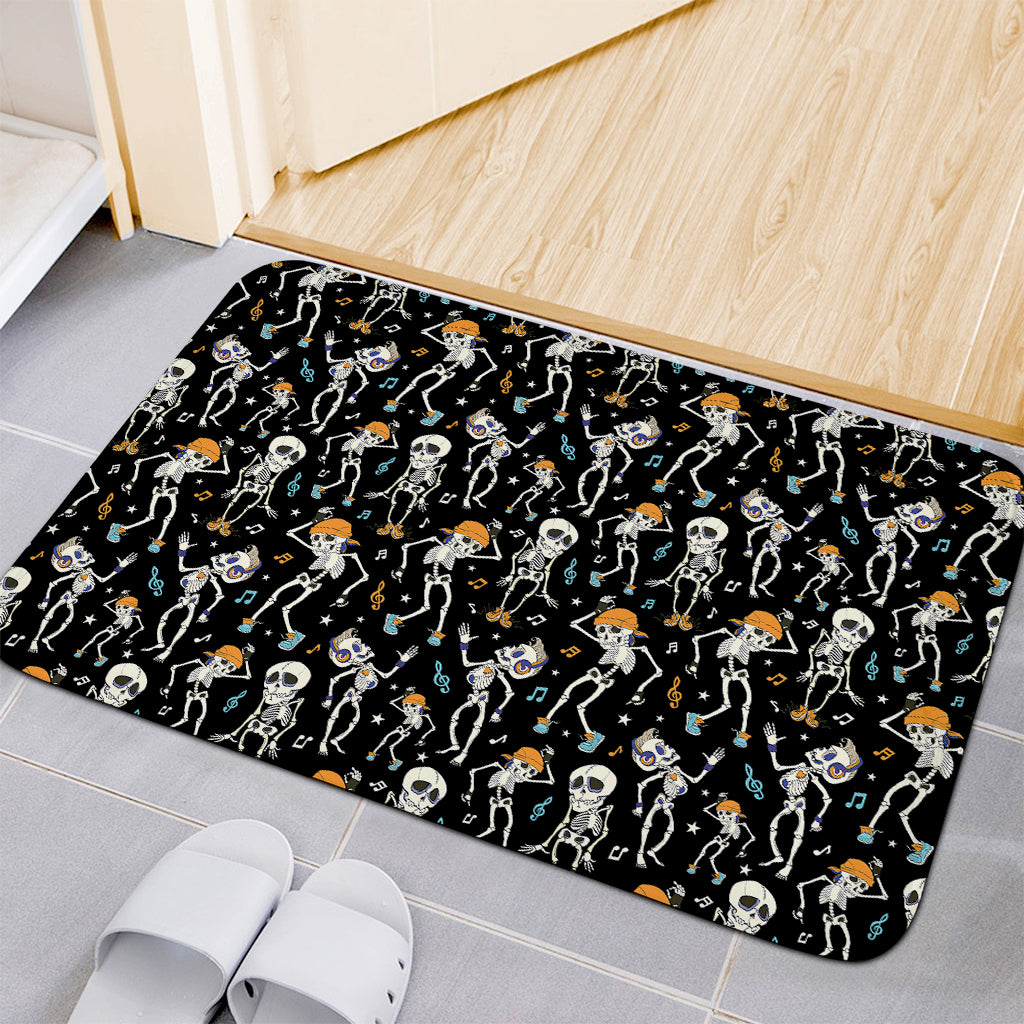 Dancing Skeleton Party Pattern Print Indoor Door Mat