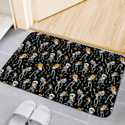 Dancing Skeleton Party Pattern Print Indoor Door Mat