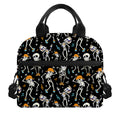Dancing Skeleton Party Pattern Print Insulated Lunch Bag