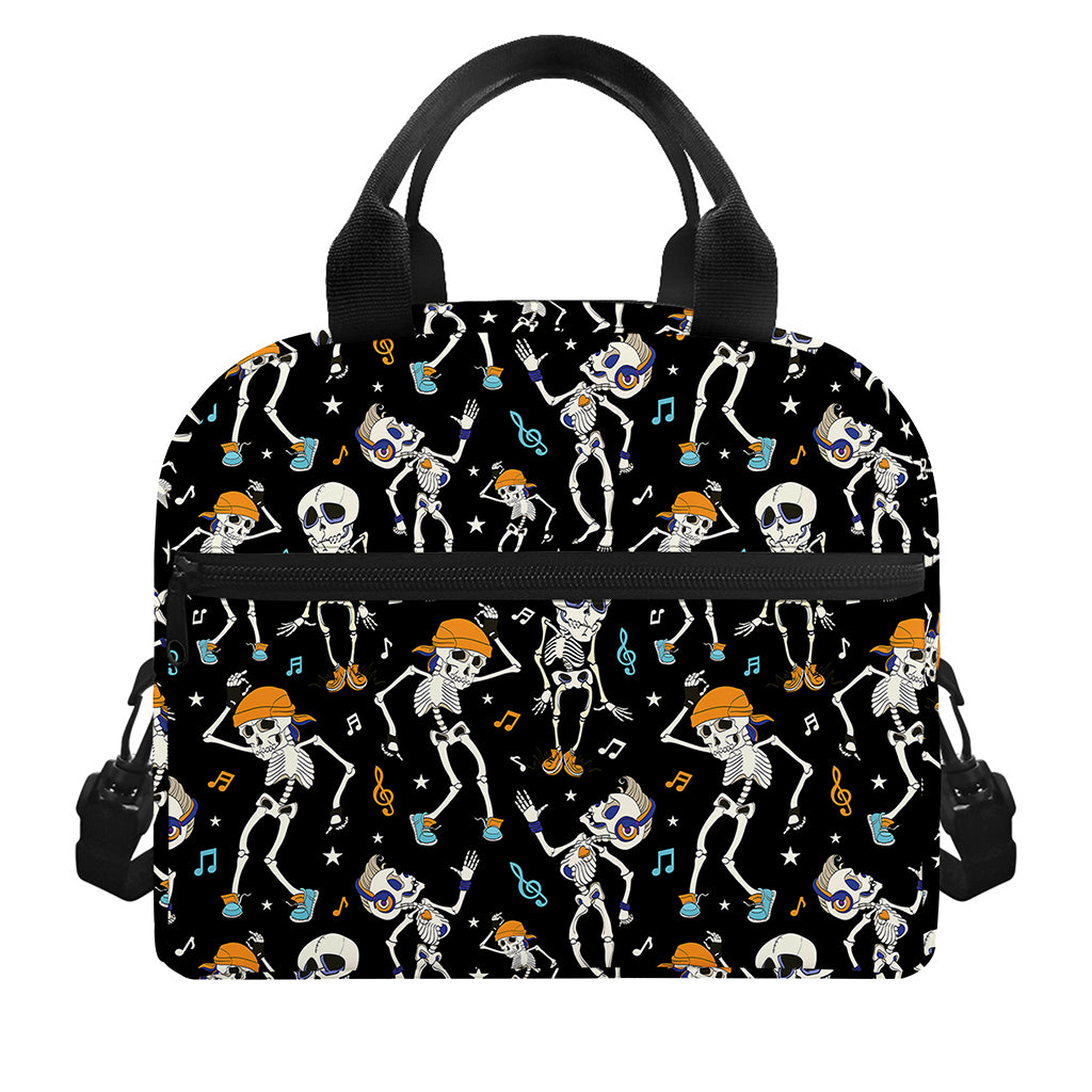 Dancing Skeleton Party Pattern Print Insulated Lunch Bag