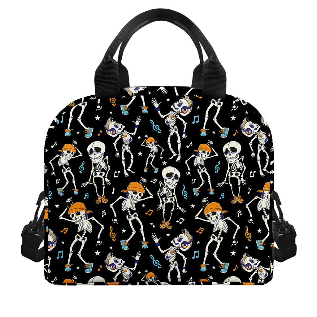 Dancing Skeleton Party Pattern Print Insulated Lunch Bag