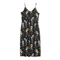 Dancing Skeleton Party Pattern Print Jersey Midi Cami Dress