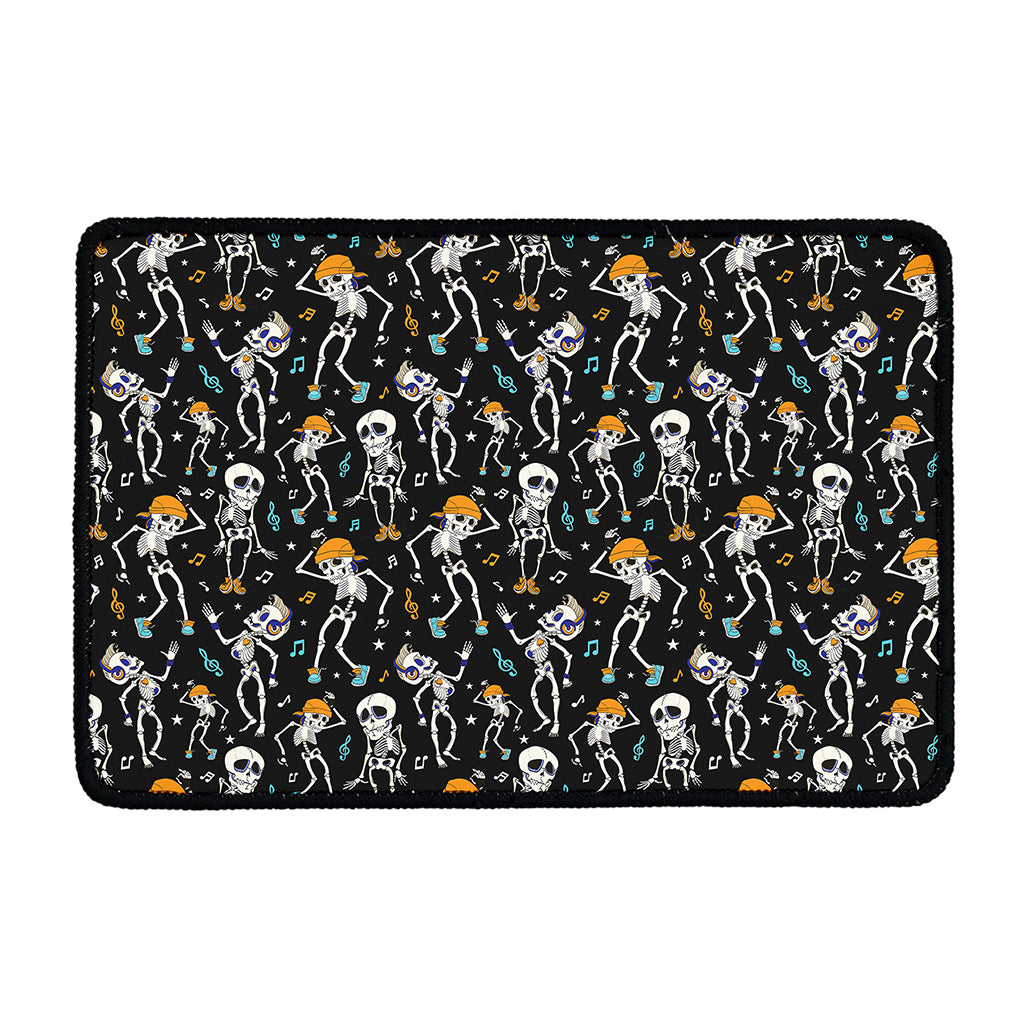 Dancing Skeleton Party Pattern Print Kitchen Mat
