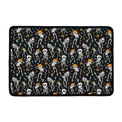 Dancing Skeleton Party Pattern Print Kitchen Mat