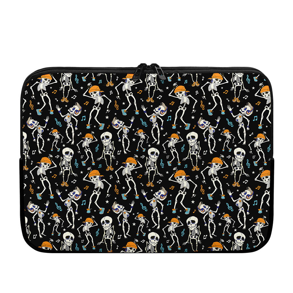 Dancing Skeleton Party Pattern Print Laptop Sleeve