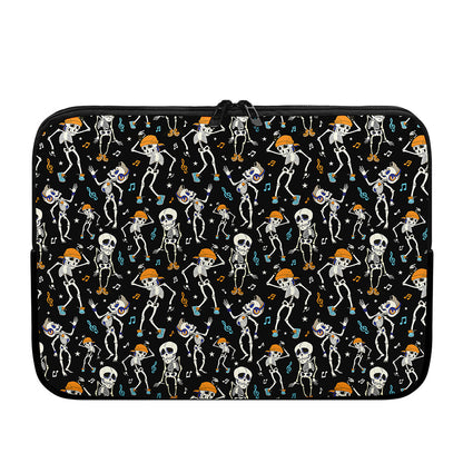 Dancing Skeleton Party Pattern Print Laptop Sleeve