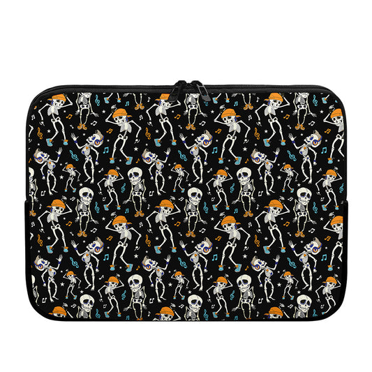 Dancing Skeleton Party Pattern Print Laptop Sleeve