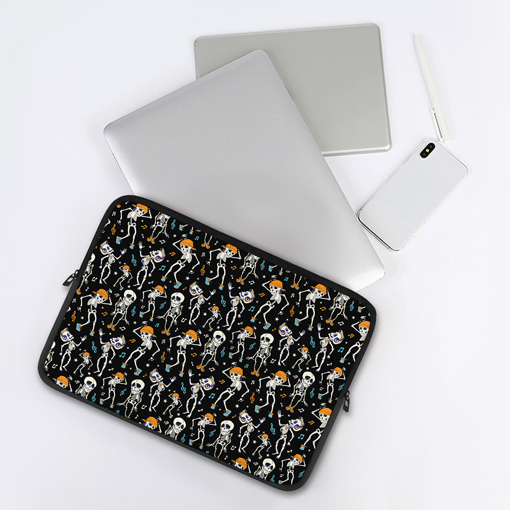 Dancing Skeleton Party Pattern Print Laptop Sleeve