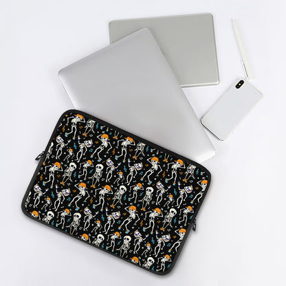 Dancing Skeleton Party Pattern Print Laptop Sleeve