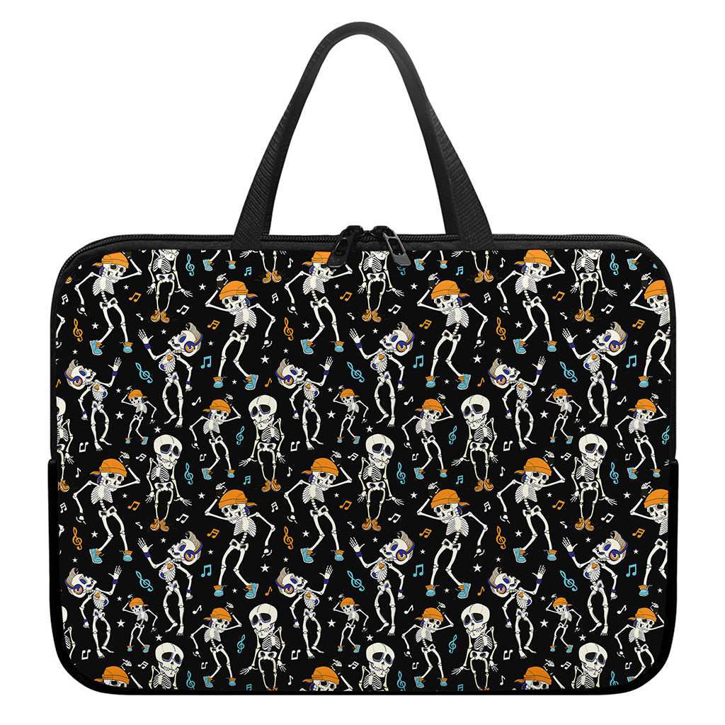 Dancing Skeleton Party Pattern Print Laptop Sleeve With Handle