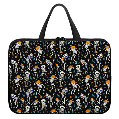 Dancing Skeleton Party Pattern Print Laptop Sleeve With Handle