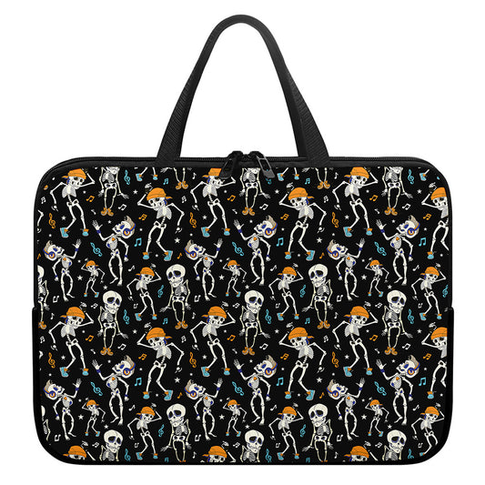 Dancing Skeleton Party Pattern Print Laptop Sleeve With Handle