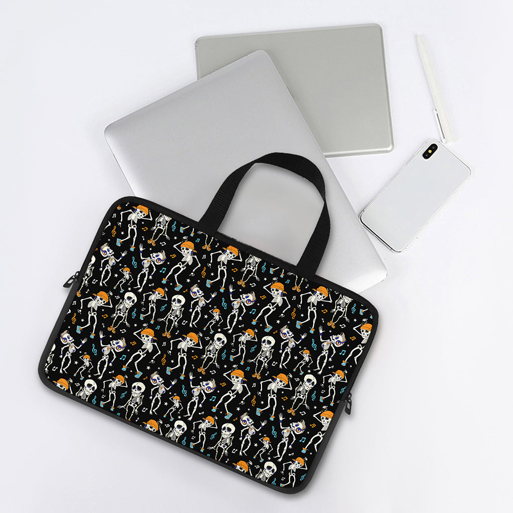Dancing Skeleton Party Pattern Print Laptop Sleeve With Handle