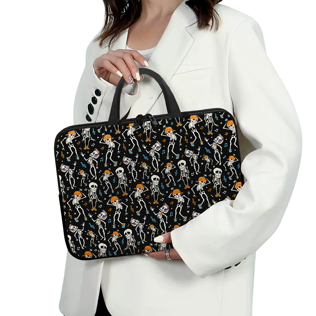 Dancing Skeleton Party Pattern Print Laptop Sleeve With Handle