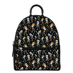 Dancing Skeleton Party Pattern Print Leather Backpack