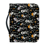Dancing Skeleton Party Pattern Print Leather Bible Cover