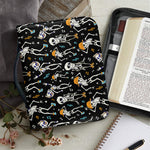 Dancing Skeleton Party Pattern Print Leather Bible Cover