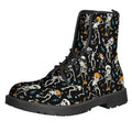 Dancing Skeleton Party Pattern Print Lace-Up Boots