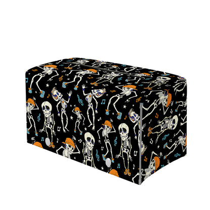 Dancing Skeleton Party Pattern Print Leather Tissue Box Cover