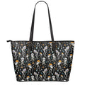 Dancing Skeleton Party Pattern Print Leather Tote Bag With Zipper