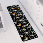 Dancing Skeleton Party Pattern Print Long Kitchen Mat