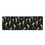 Dancing Skeleton Party Pattern Print Long Kitchen Mat