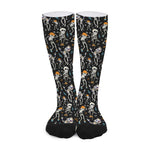 Dancing Skeleton Party Pattern Print Long Socks