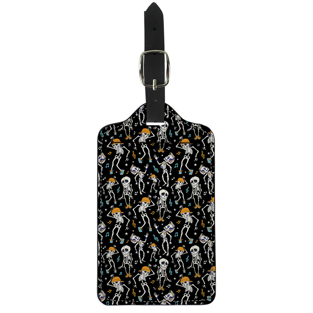 Dancing Skeleton Party Pattern Print Luggage Tag