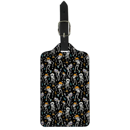 Dancing Skeleton Party Pattern Print Luggage Tag
