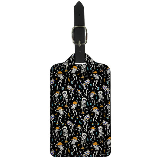 Dancing Skeleton Party Pattern Print Luggage Tag