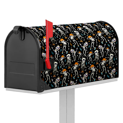 Dancing Skeleton Party Pattern Print Mailbox Cover