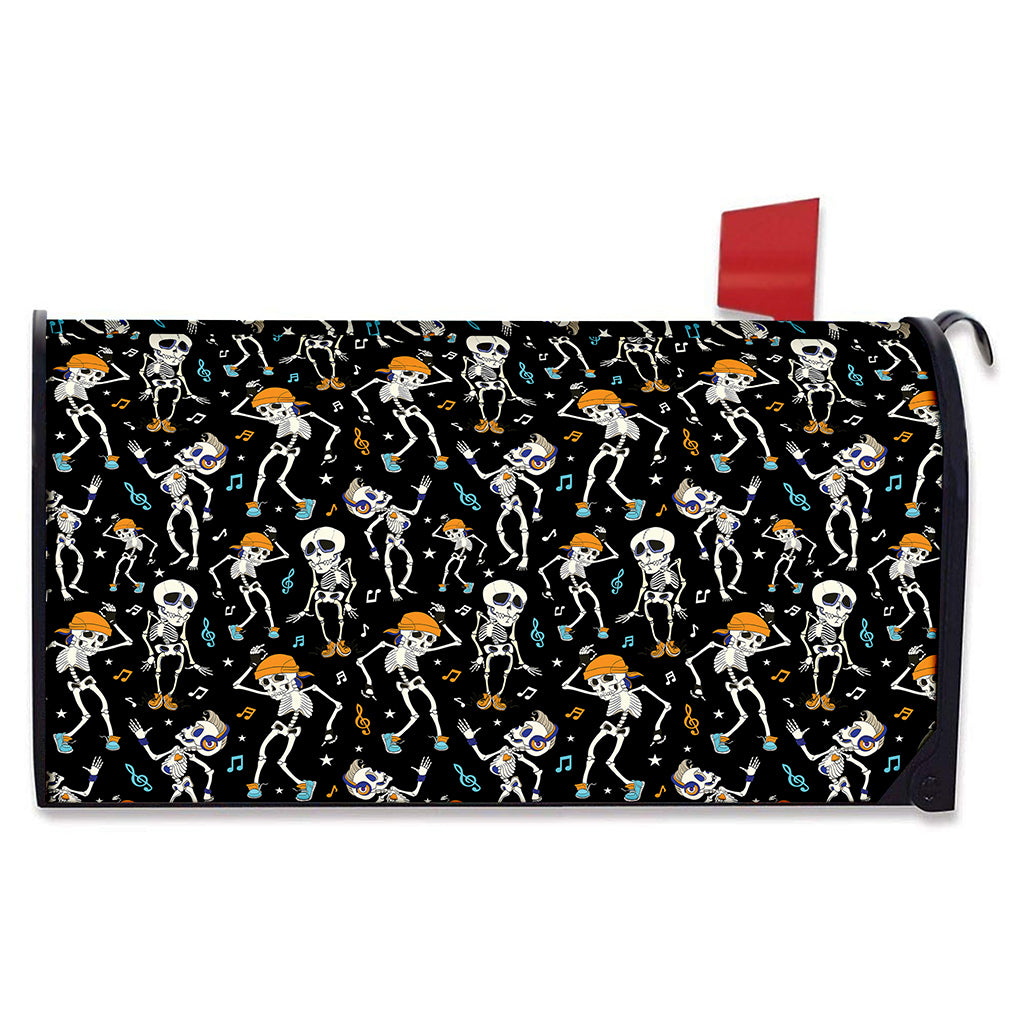 Dancing Skeleton Party Pattern Print Mailbox Cover