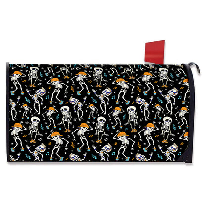 Dancing Skeleton Party Pattern Print Mailbox Cover