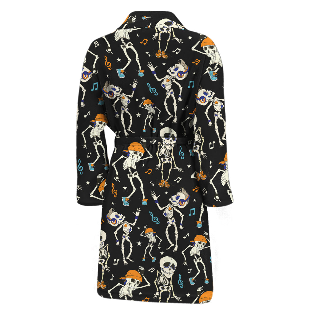 Dancing Skeleton Party Pattern Print Men's Bathrobe