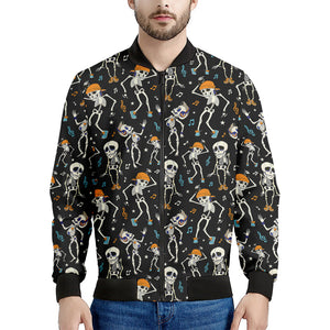 Dancing Skeleton Party Pattern Print Men's Bomber Jacket