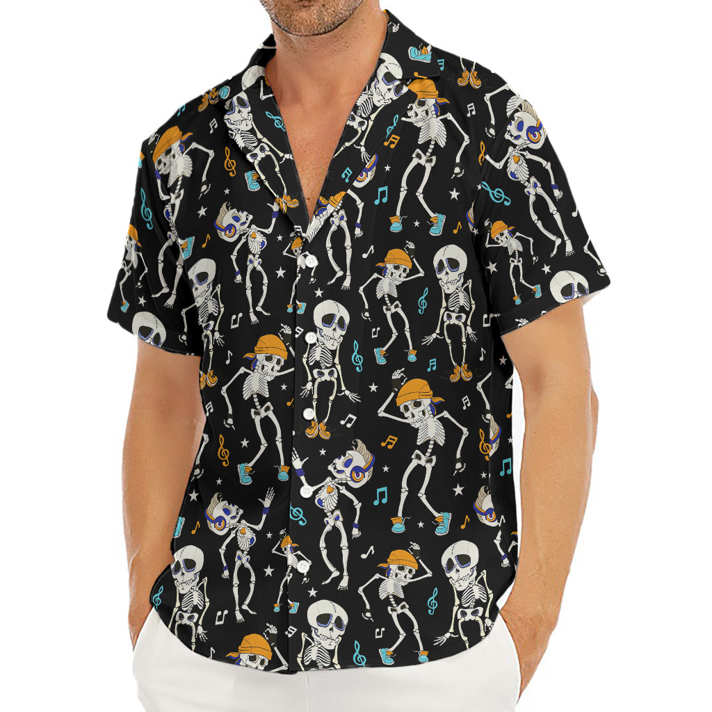 Dancing Skeleton Party Pattern Print Men's Deep V-Neck Shirt