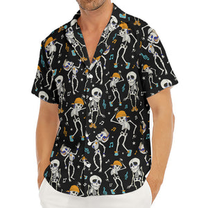 Dancing Skeleton Party Pattern Print Men's Deep V-Neck Shirt