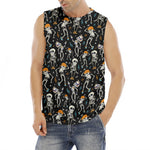 Dancing Skeleton Party Pattern Print Men's Fitness Tank Top