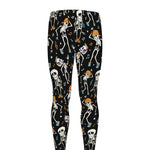 Dancing Skeleton Party Pattern Print Men's leggings
